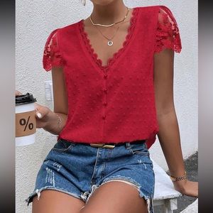 Boho Swiss dot button detail blouse